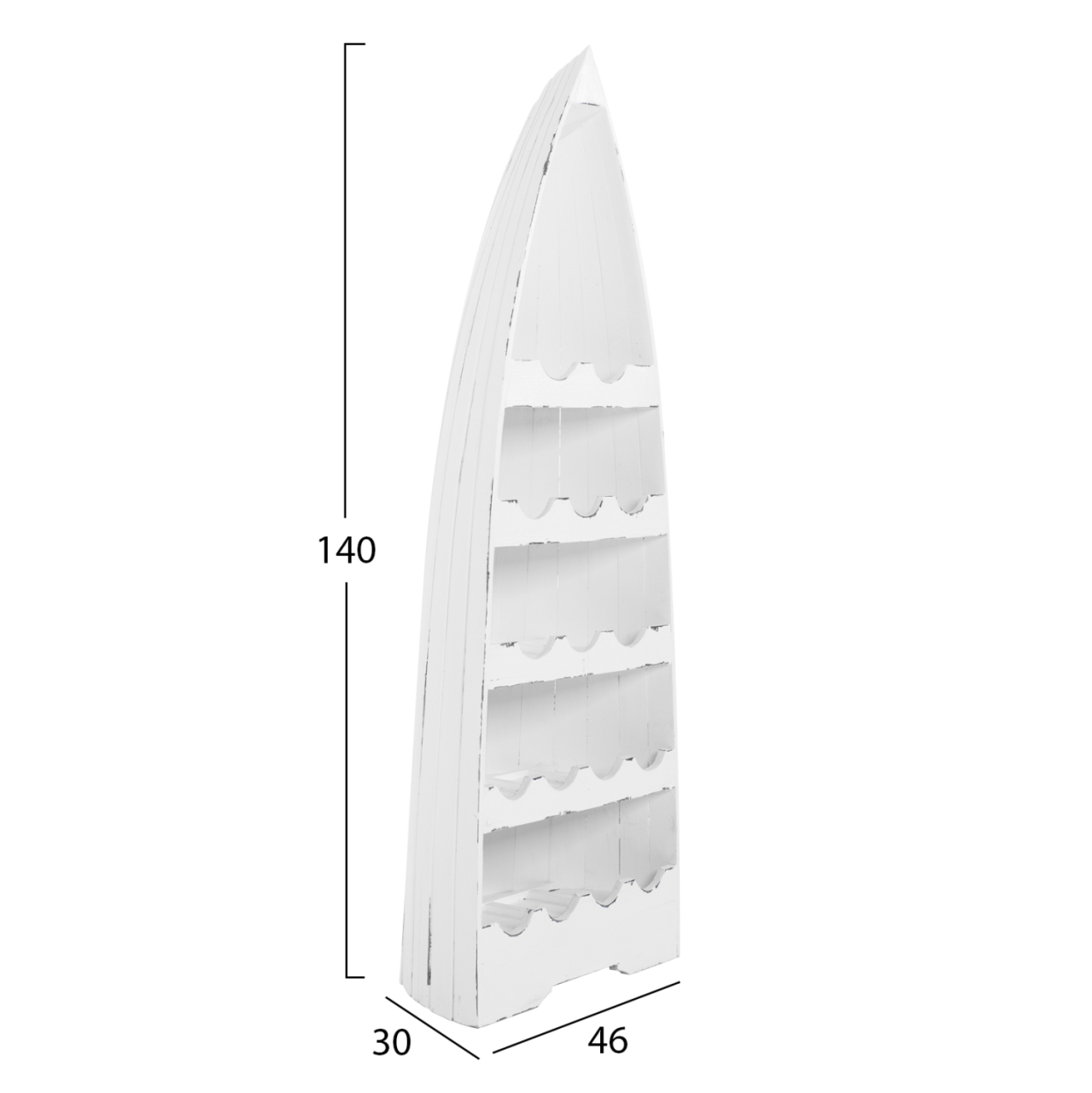 BOTTLE RACK VERTICAL 17 PLACES BOAT SHAPE MAHOGANY WOOD HM9495 46x30x140H cm. [2]