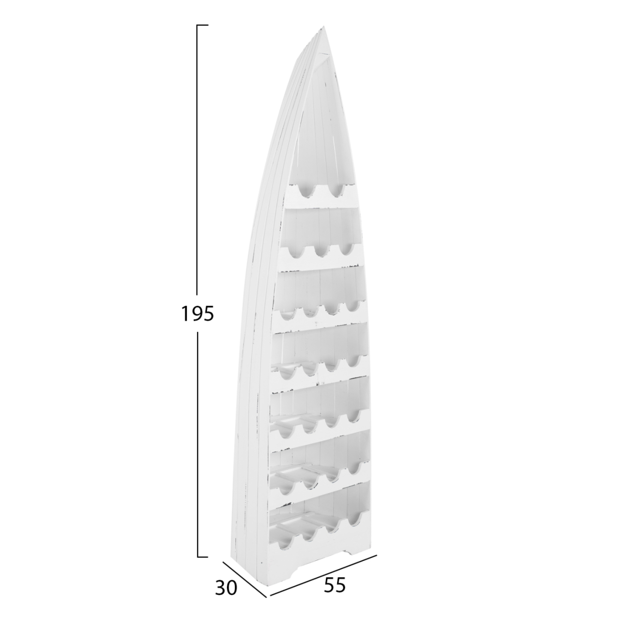 BOTTLE RACK VERTICAL 25 PLACES BOAT SHAPE MAHOGANY WOOD HM9494 55x30x195H cm. [2]
