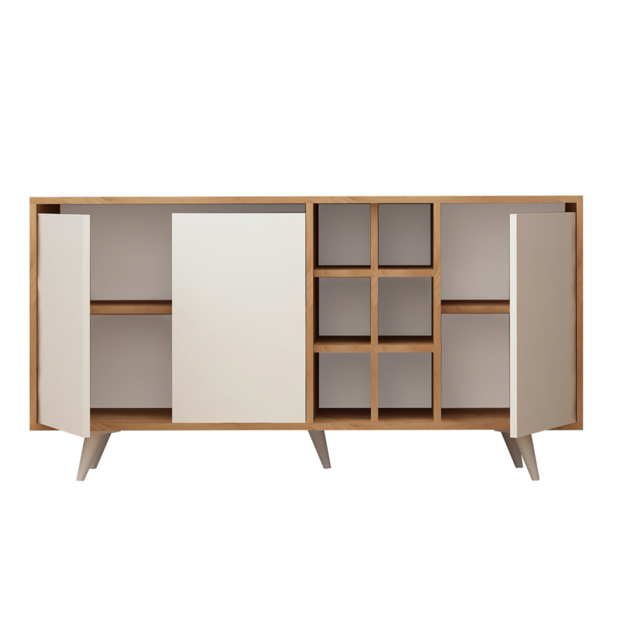 BUFFET BRIAR MELAMINE WALNUT AND WHITE COLOR 140x40x86Hcm.HM9432.02 [5]