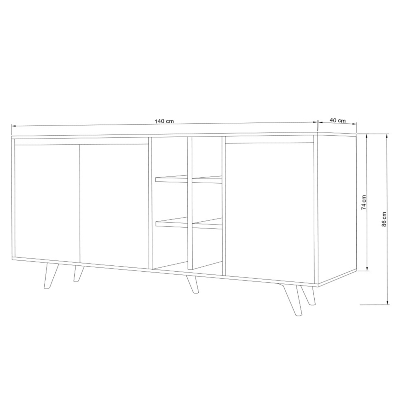 BUFFET BRIAR MELAMINE WALNUT AND WHITE COLOR 140x40x86Hcm.HM9432.02 [2]