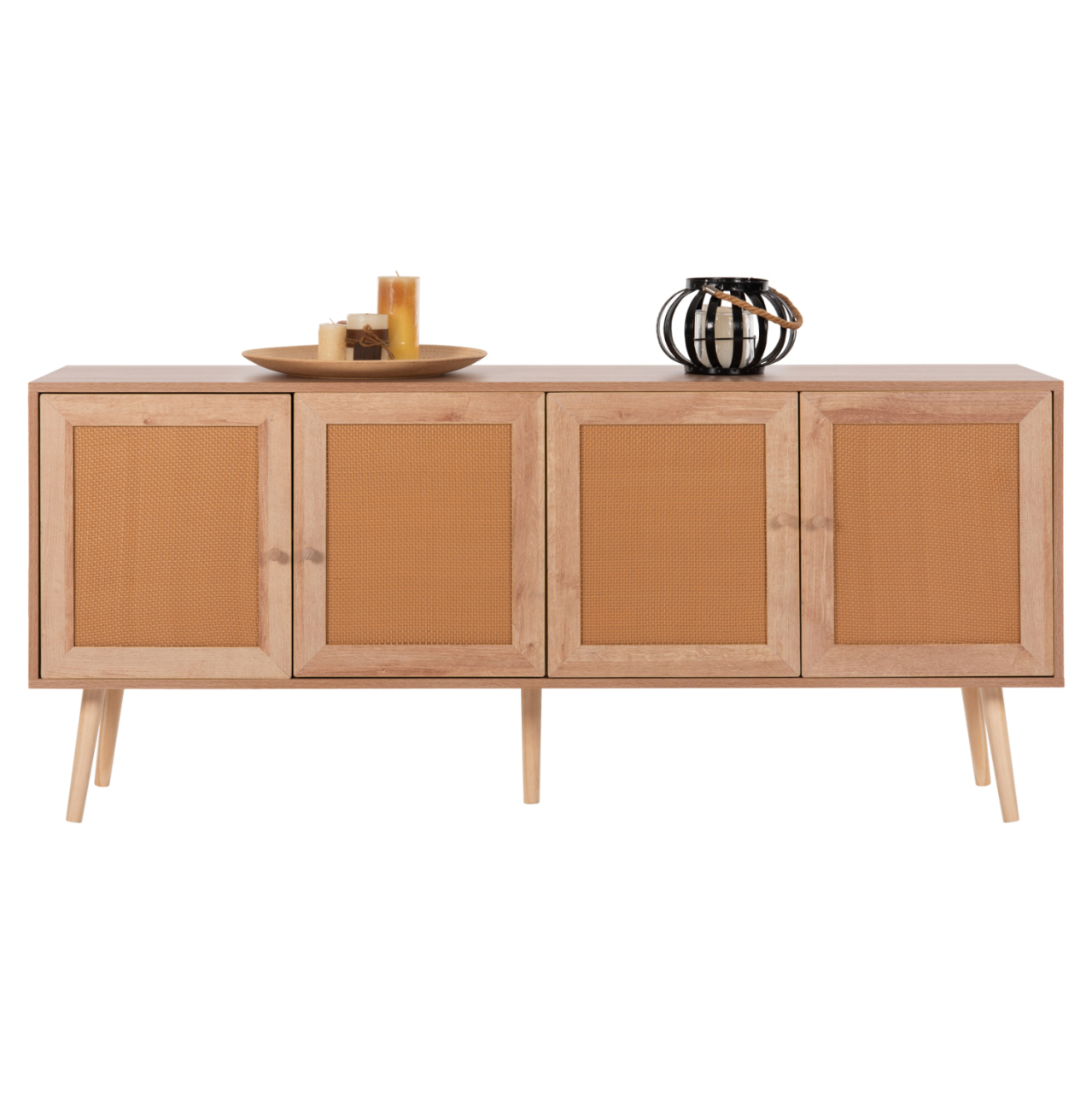 BUFFET COLM HM9440.11 MELAMINE WITH SYNTHETIC RATTAN ON 4 DOORS 160x39,5x71Hcm. [4]