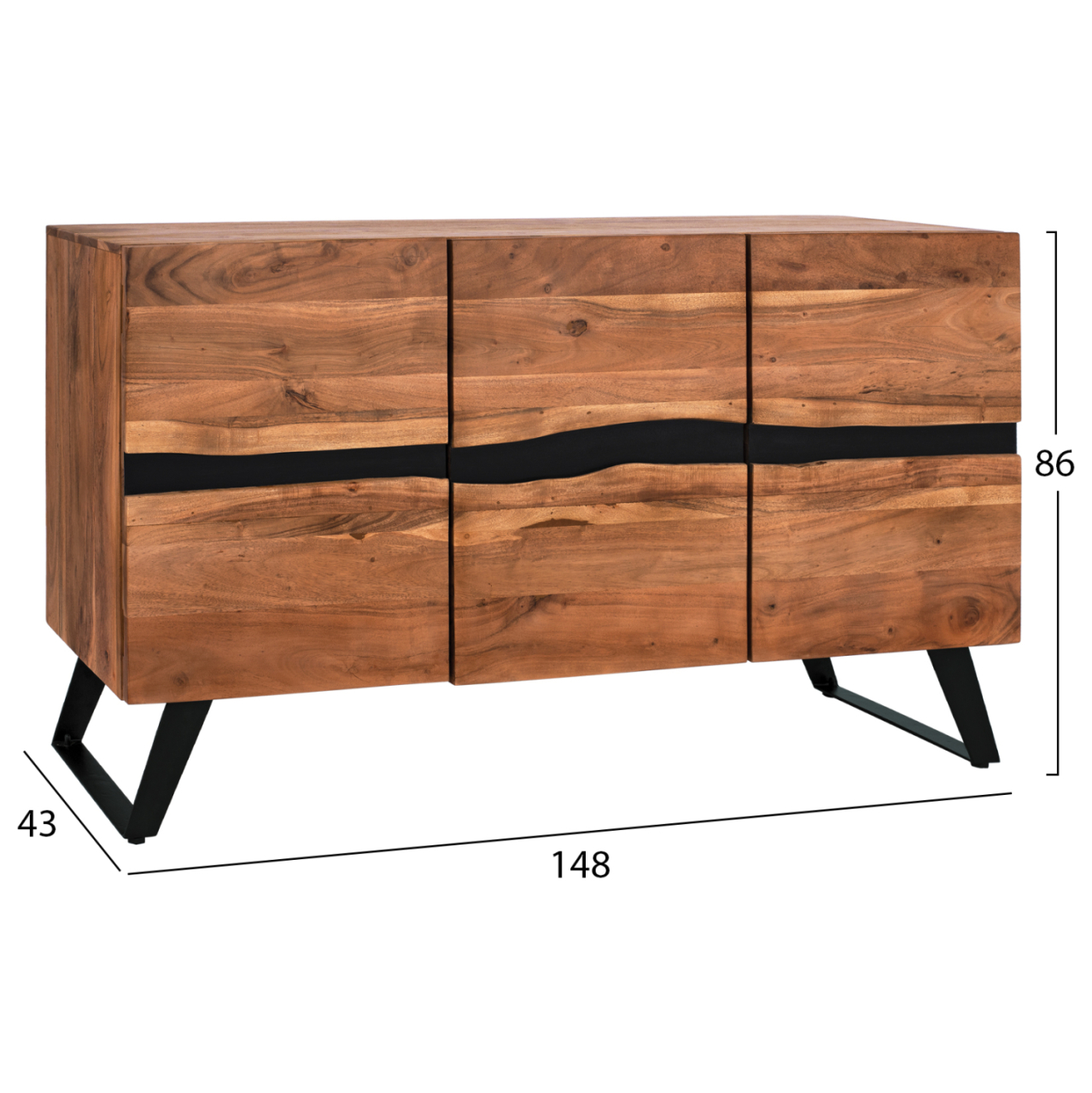 Buffet HM8173.11 Alicia from Solid acacia Wood natural 148x43x86 cm. [2]