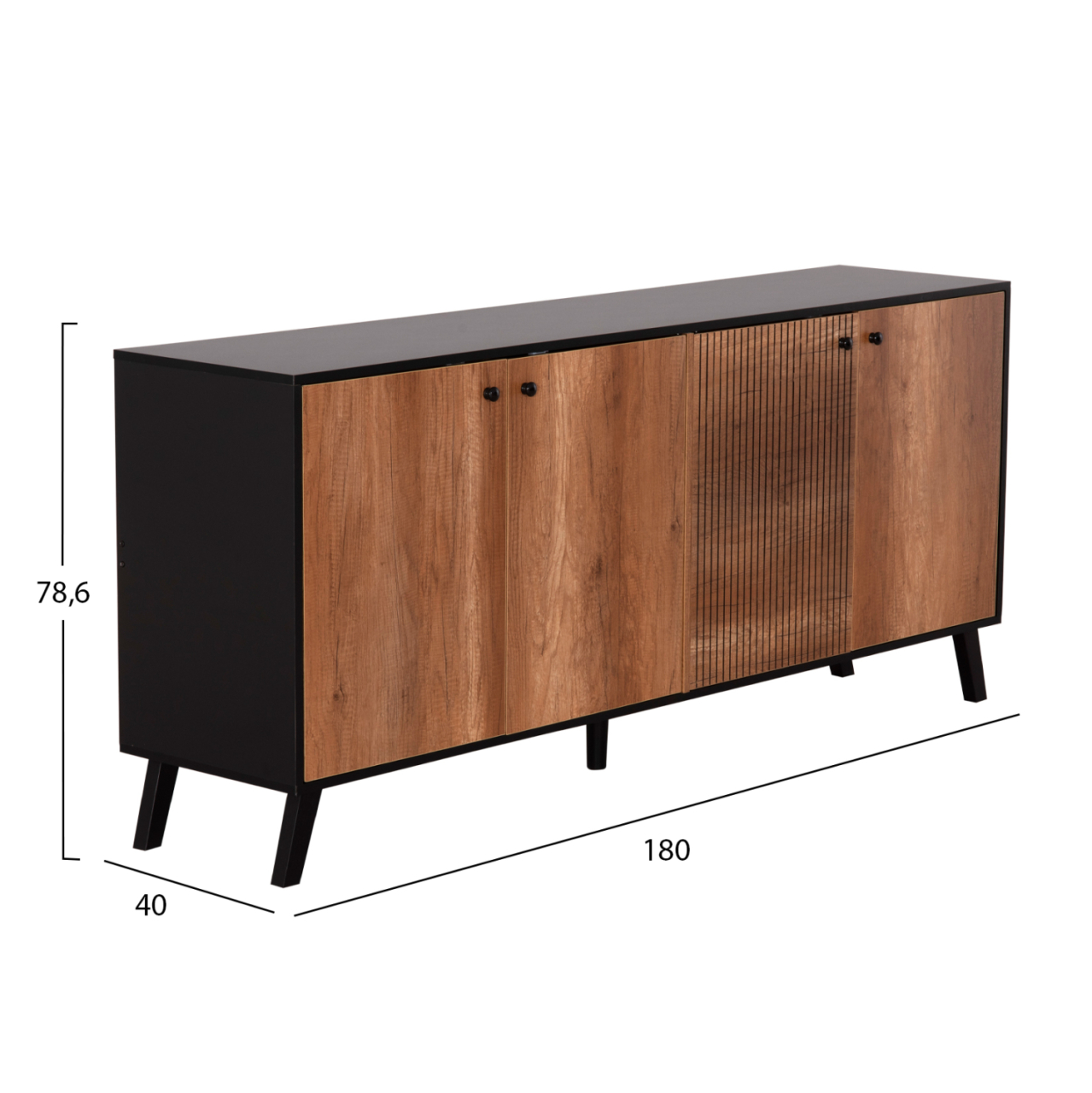 BUFFET KRUDEN HM9446.11 MELAMINE IN BLACK-NATURAL 180x40x78.6Hcm. [2]