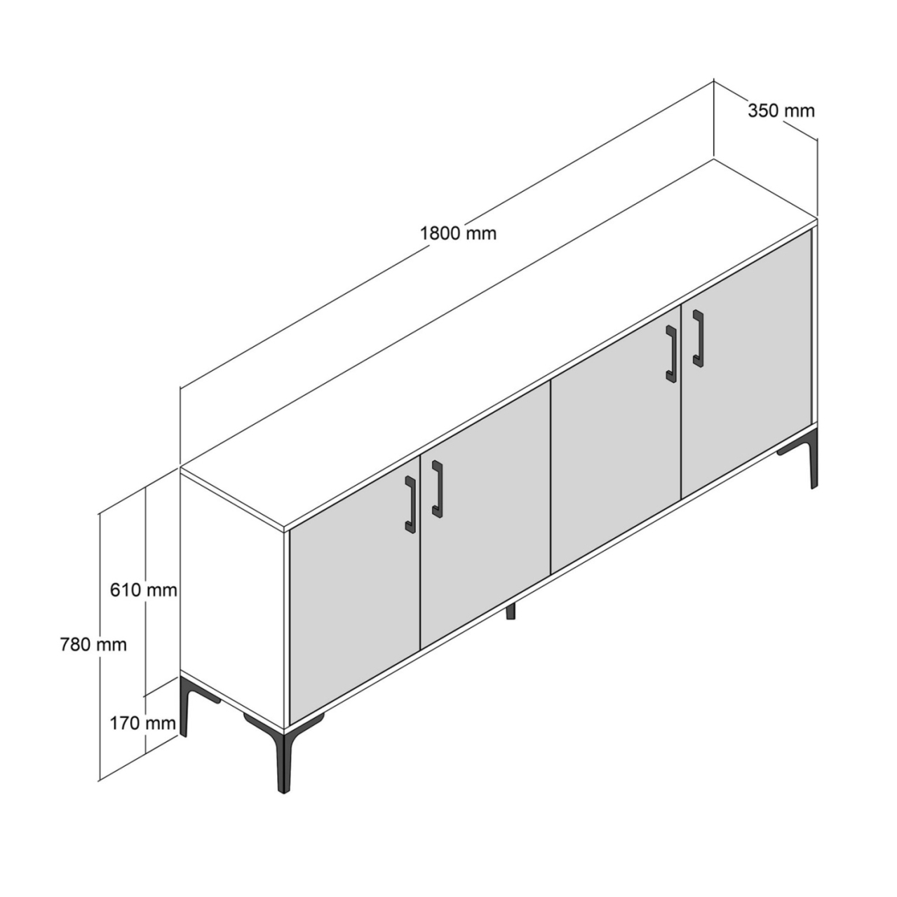 BUFFET MELAMINE ECRU MARBLE LOOK AND WALNUT 180x35x78Hcm.HM9428.02 [2]