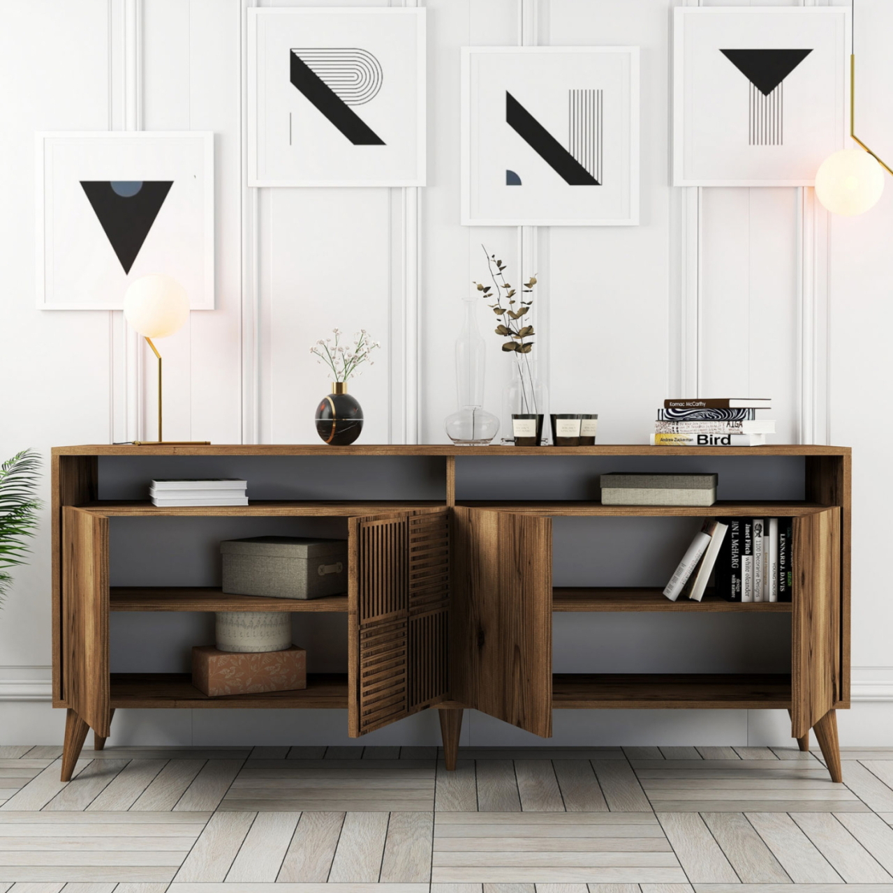 BUFFET MELAMINE HM9431.04 IN WALNUT COLOR 180x35x78.6Hcm. [7]