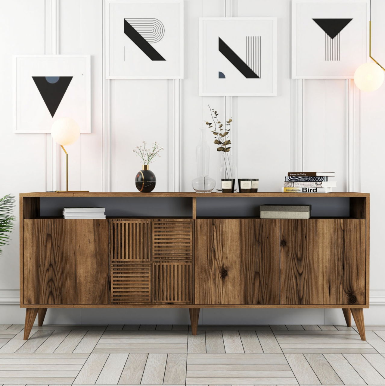 BUFFET MELAMINE HM9431.04 IN WALNUT COLOR 180x35x78.6Hcm. [6]
