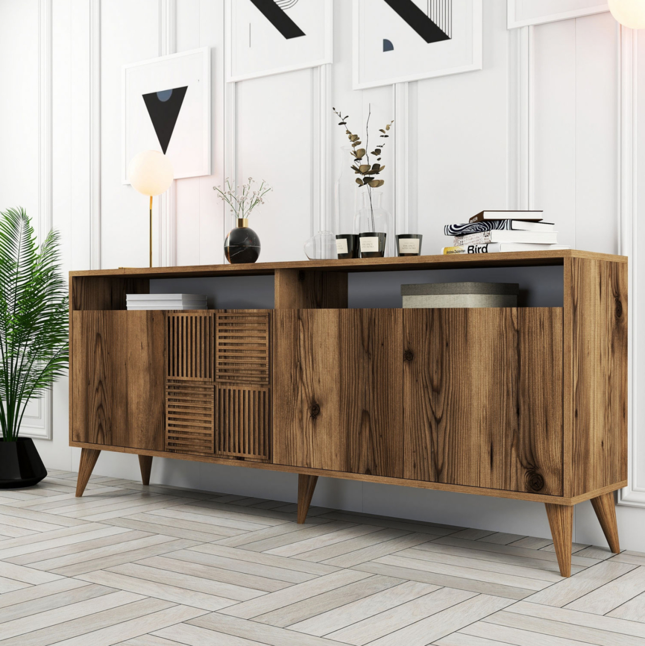 BUFFET MELAMINE HM9431.04 IN WALNUT COLOR 180x35x78.6Hcm. [3]