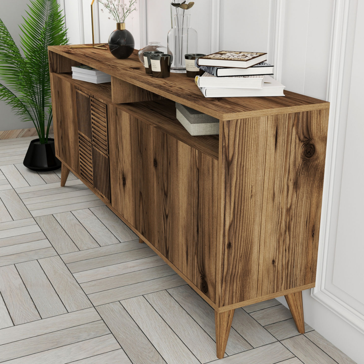 BUFFET MELAMINE HM9431.04 IN WALNUT COLOR 180x35x78.6Hcm. [4]