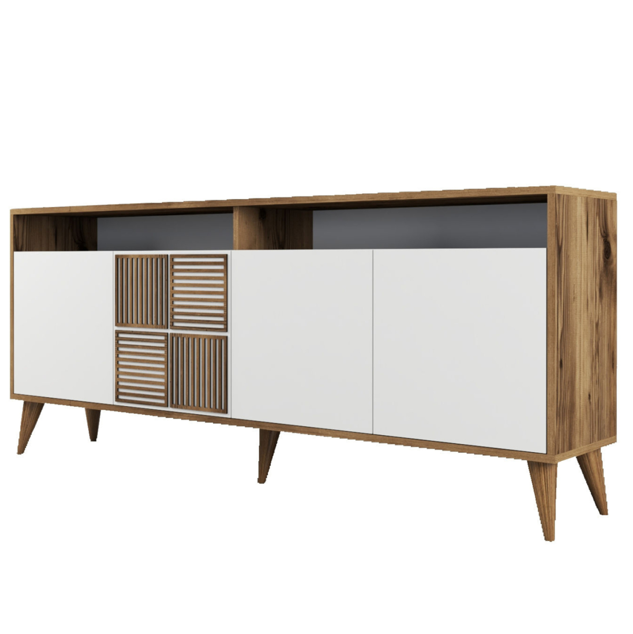 BUFFET MELAMINE IN WALNUT WITH WHITE DOORS 180x35x78.6Hcm.HM9431.02 [8]