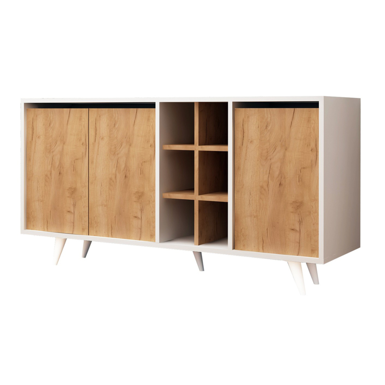BUFFET MELAMINE WHITE WITH WALNUT DOORS 140x40x86Hcm.HM9432.01 [6]