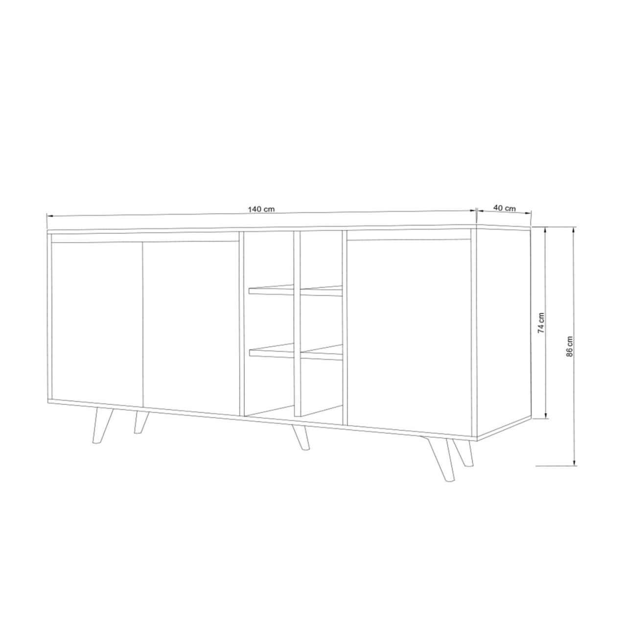 BUFFET MELAMINE WHITE WITH WALNUT DOORS 140x40x86Hcm.HM9432.01 [2]