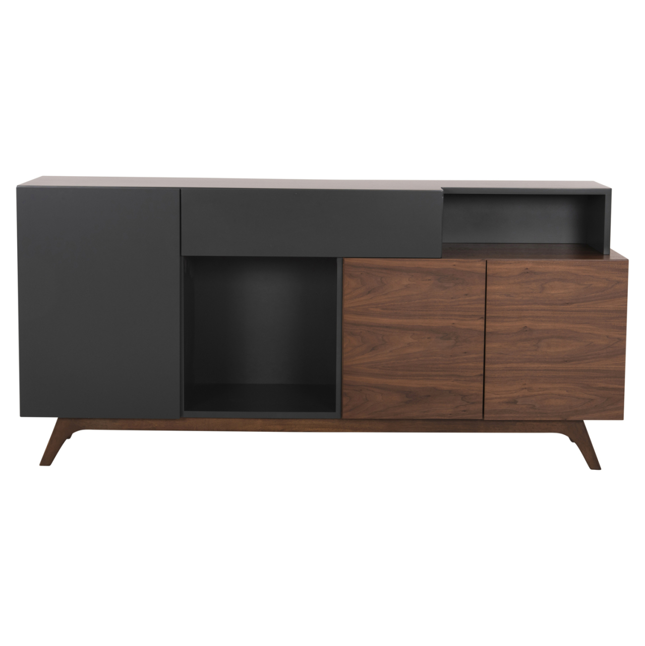 BUFFET PREDA HM9747 MDF WITH WALNUT and DARK GREY VENEER COLOR 167x28-40x80Hcm. [4]