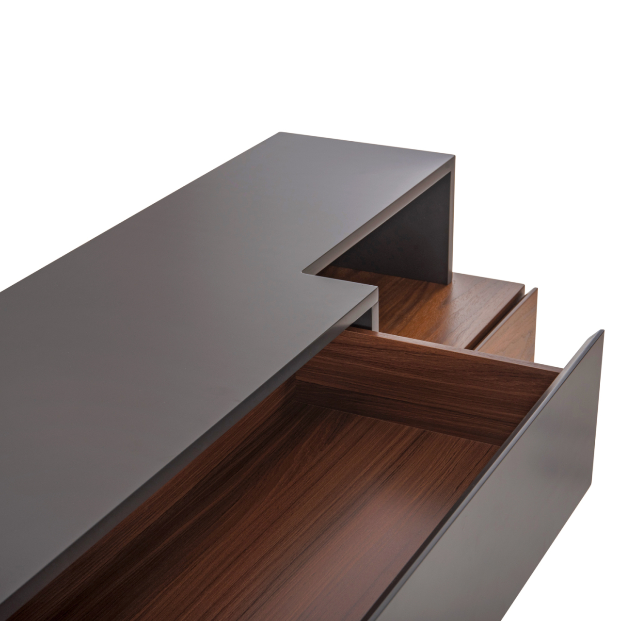 BUFFET PREDA HM9747 MDF WITH WALNUT and DARK GREY VENEER COLOR 167x28-40x80Hcm. [7]