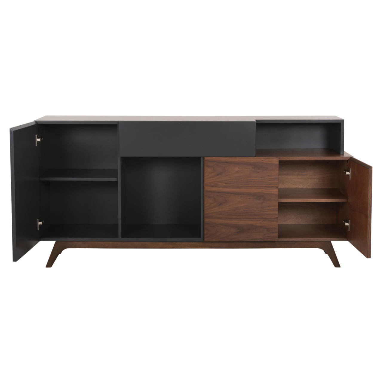 BUFFET PREDA HM9747 MDF WITH WALNUT and DARK GREY VENEER COLOR 167x28-40x80Hcm. [5]