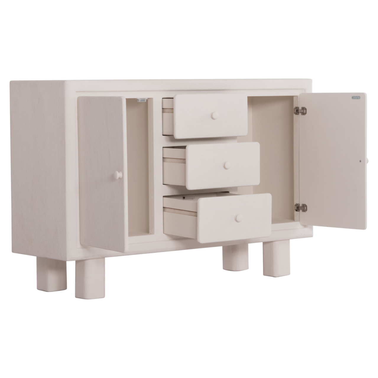 BUFFET SERIES SANTORINI HM18048 MDF IN OFF-WHITE COLOR-3 DRAWERS and 2 DOORS 120x38x80Hcm. [7]