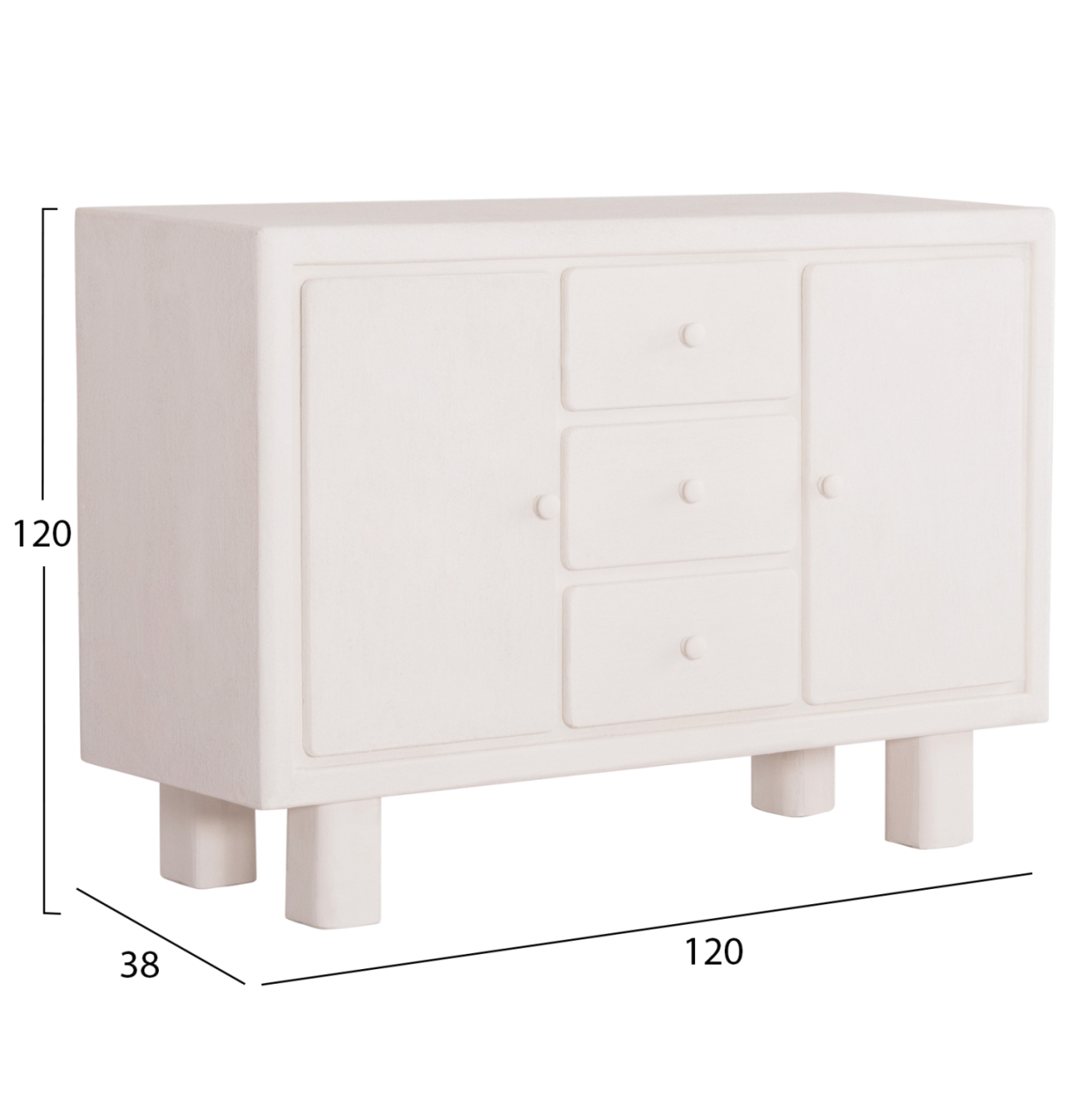BUFFET SERIES SANTORINI HM18048 MDF IN OFF-WHITE COLOR-3 DRAWERS and 2 DOORS 120x38x80Hcm. [2]