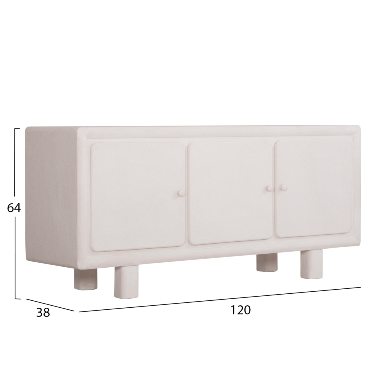 BUFFET SERIES SANTORINI HM18068 MDF IN OFF-WHITE COLOR-3 DOORS 140x38x64Hcm. [2]