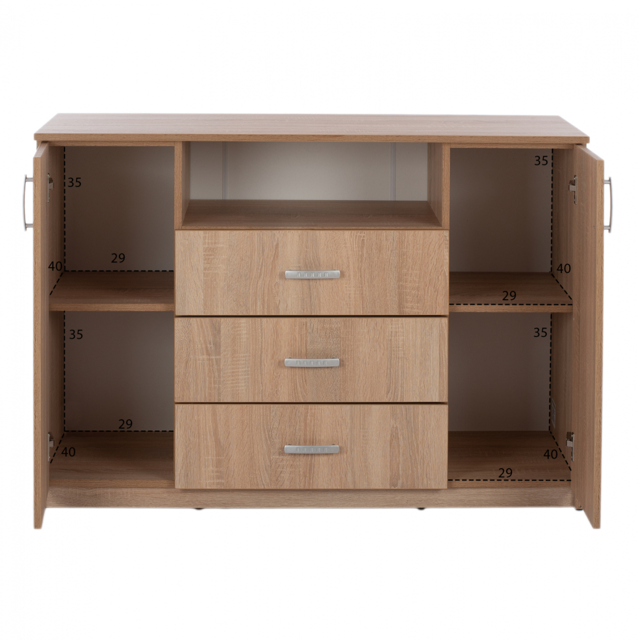 BUFFET WITH 2 CABINETS AND 3 DRAWERS SONAMA OAK HM2430 120X45X85Cm. [3]
