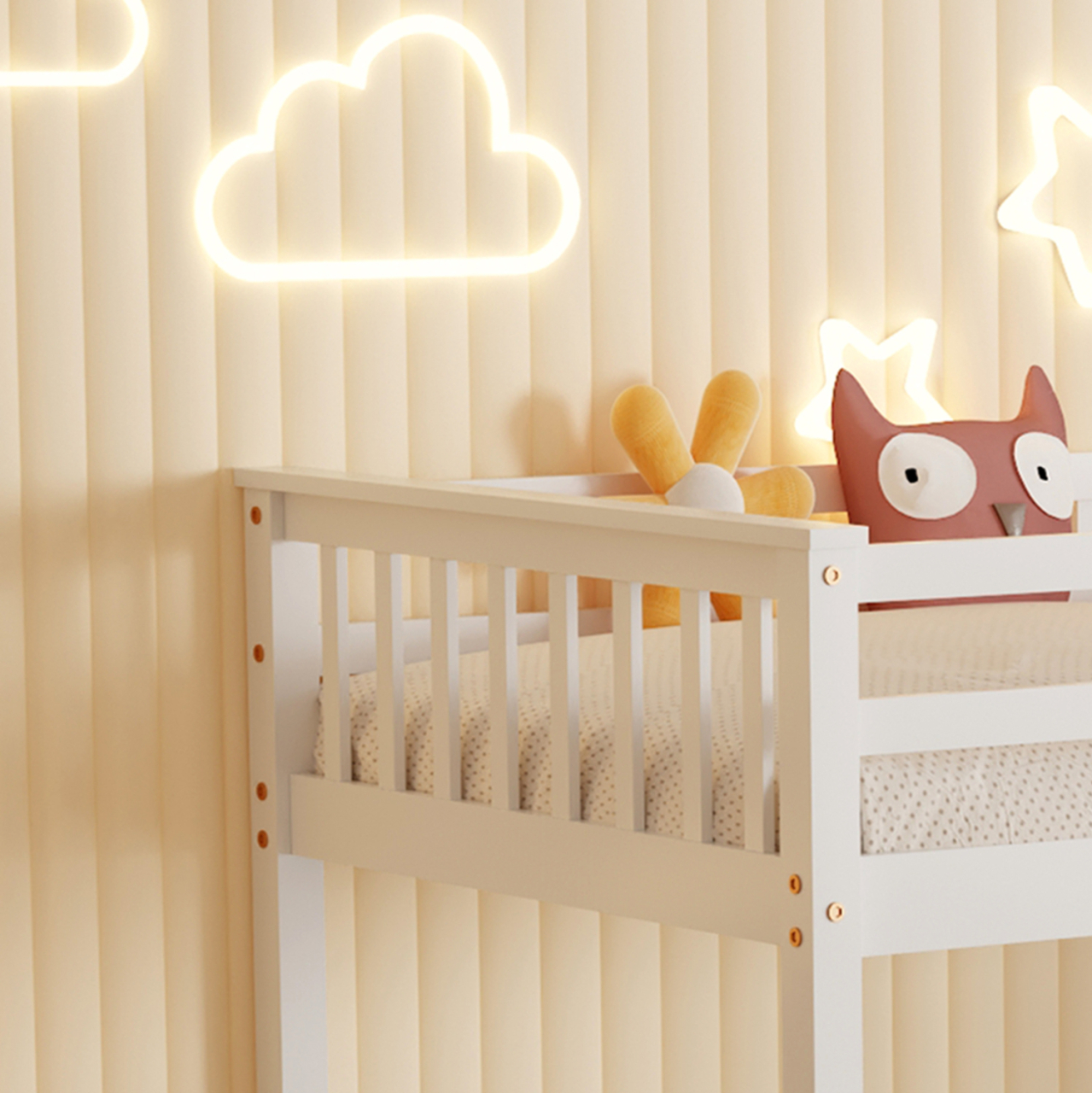 BUNK BED FOR CHILDREN LANTAI HM682.03 PINE WOOD IN WHITE-MATTRESSES 190x90cm [6]