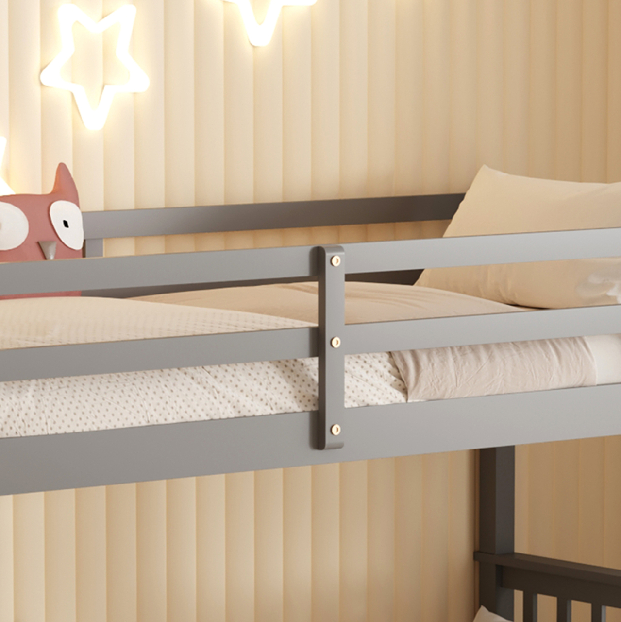 BUNK BED FOR CHILDREN LANTAI HM682.05 PINE WOOD IN GREY-MATTRESSES 190x90cm [7]