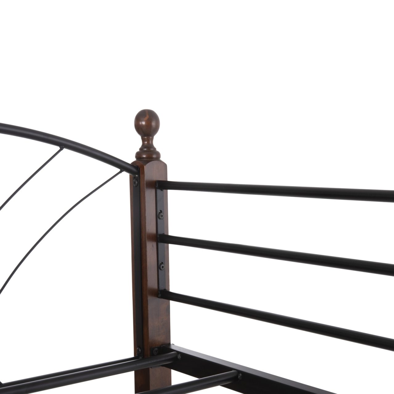 BUNK BED STOREY HM687 BLACK METAL-RUBBERWOOD IN WALNUT-FOR MATTRESS 190x90cm. [8]