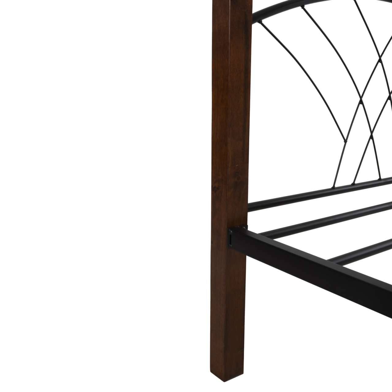 BUNK BED STOREY HM687 BLACK METAL-RUBBERWOOD IN WALNUT-FOR MATTRESS 190x90cm. [9]