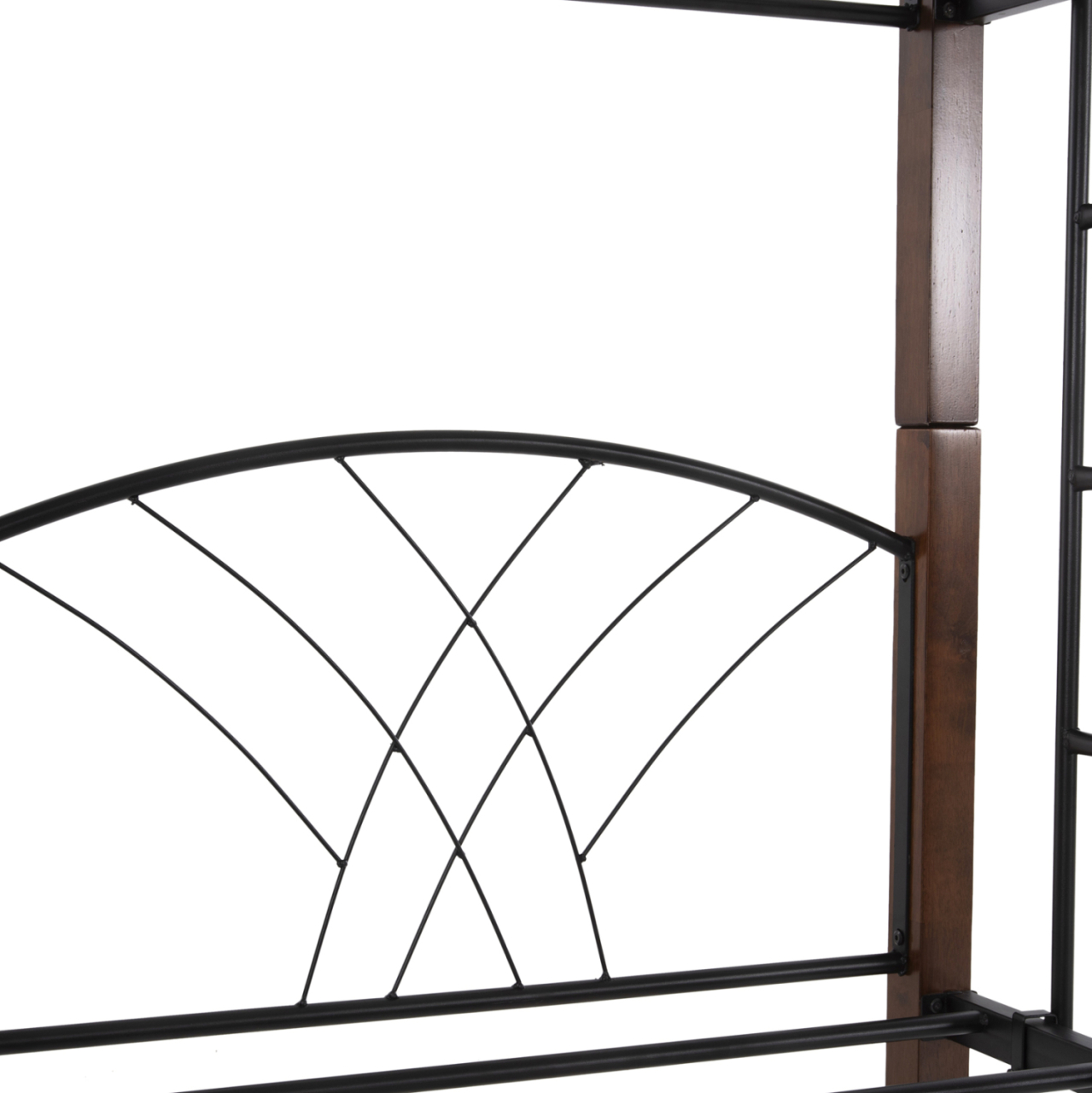 BUNK BED STOREY HM687 BLACK METAL-RUBBERWOOD IN WALNUT-FOR MATTRESS 190x90cm. [7]