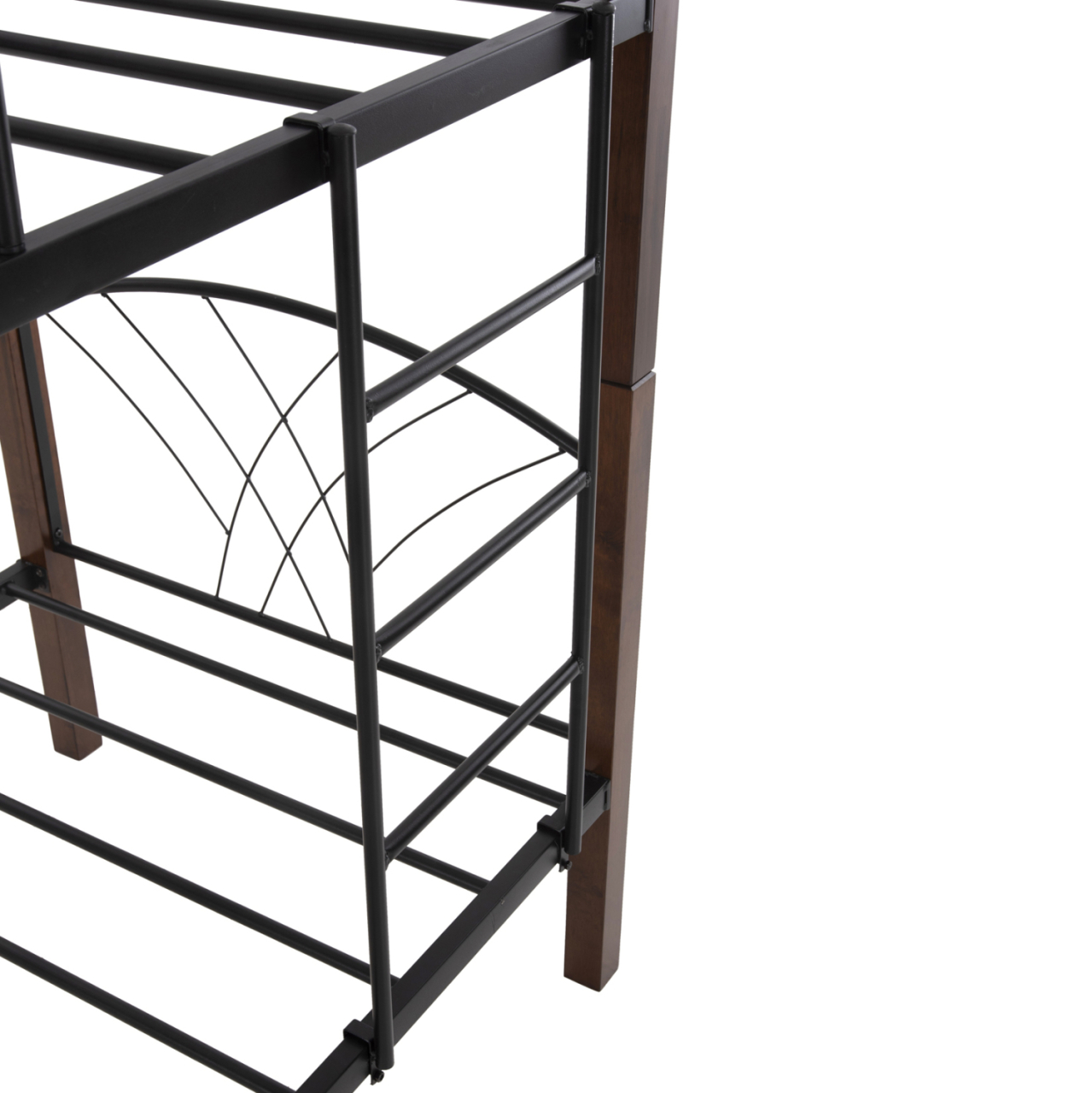 BUNK BED STOREY HM687 BLACK METAL-RUBBERWOOD IN WALNUT-FOR MATTRESS 190x90cm. [6]