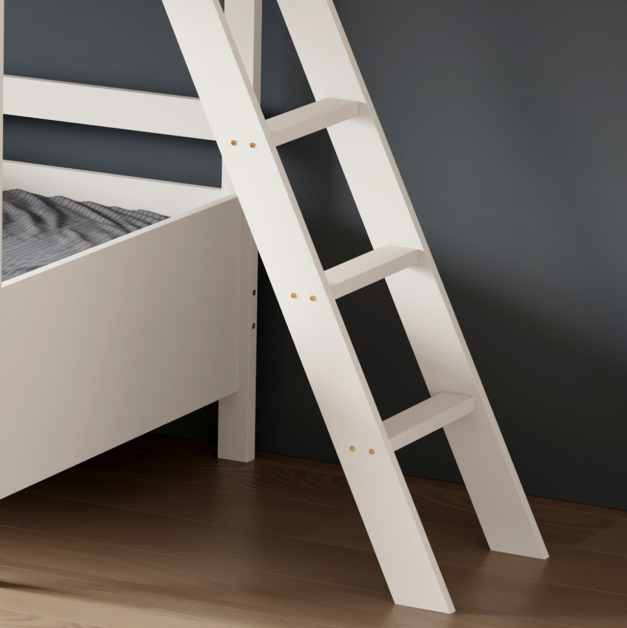 BUNK BED WITH 2 MATTRESSES COMBO HM21316 PINE WOOD IN WHITE--FOR MATTRESSES 90x190cm [10]