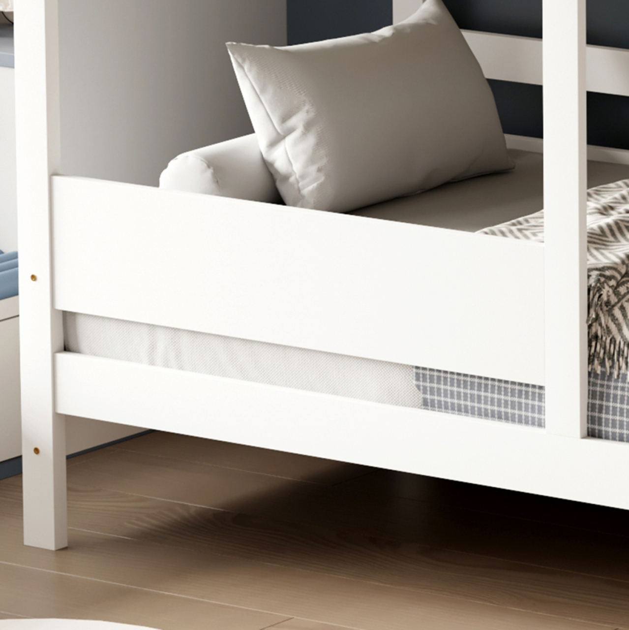 BUNK BED WITH 2 MATTRESSES COMBO HM21316 PINE WOOD IN WHITE--FOR MATTRESSES 90x190cm [9]