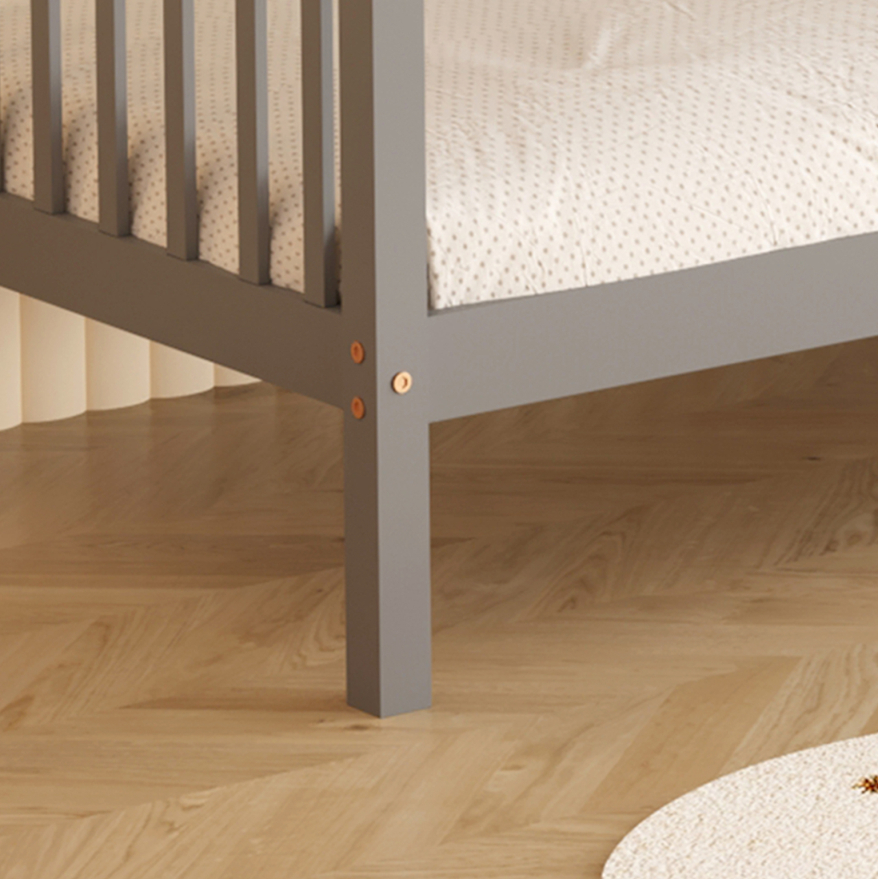 BUNK BED WITH 2 MATTRESSES LANTAI HM21307.02 PINE WOOD IN GREY--FOR MATTRESSES 90x190cm [9]