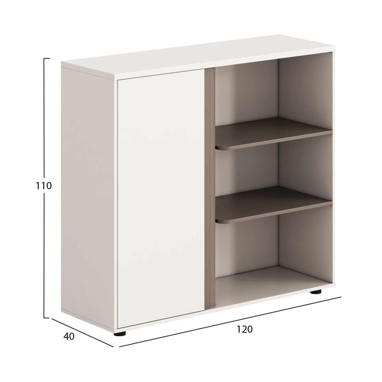 CABINET/BOOKCASE NEWLINE HM18282 MELAMINE IN WHITE and LIGHT BROWN 120x40x110Hcm. [2]