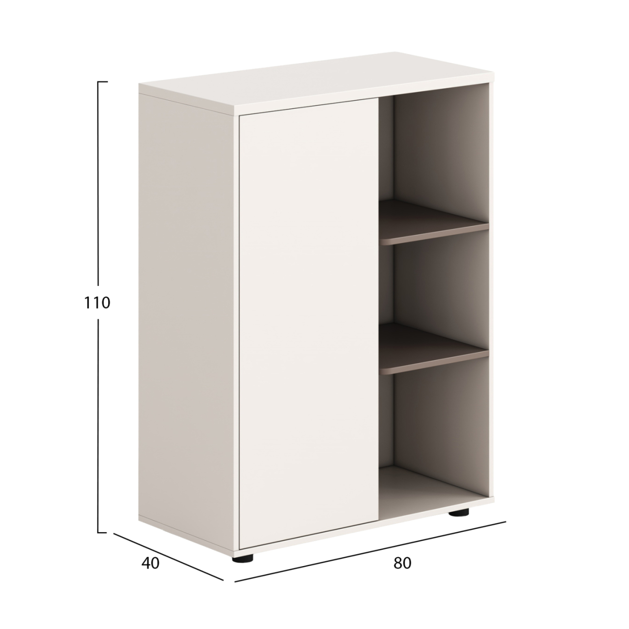 CABINET/BOOKCASE NEWLINE HM18283 MELAMINE IN WHITE and LIGHT BROWN 80x40x110Hcm. [2]