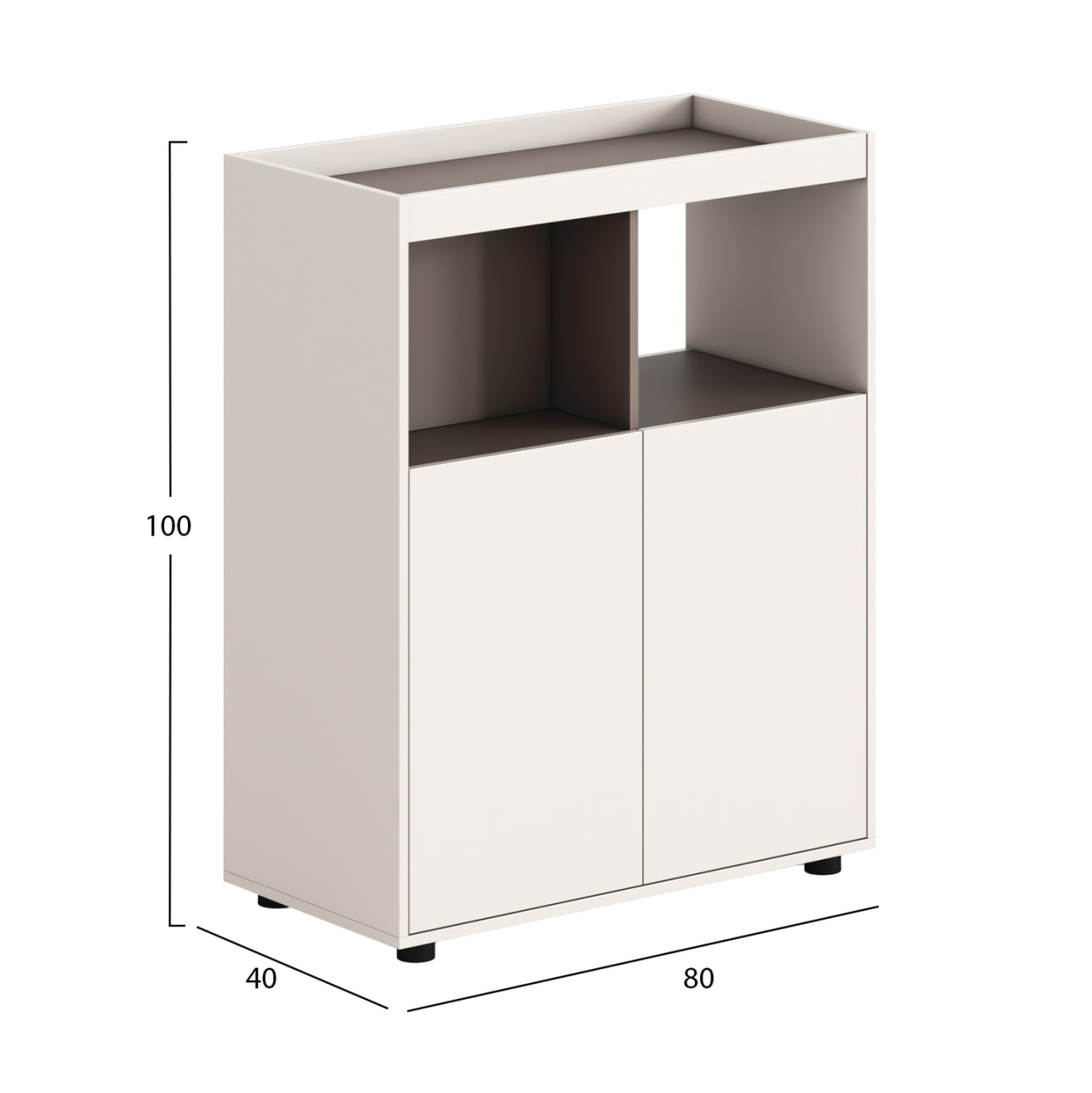 CABINET/BOOKCASE NEWLINE HM18284 MELAMINE IN CREAM WHITE-LIGHT BROWN 80x40x100Hcm. [2]