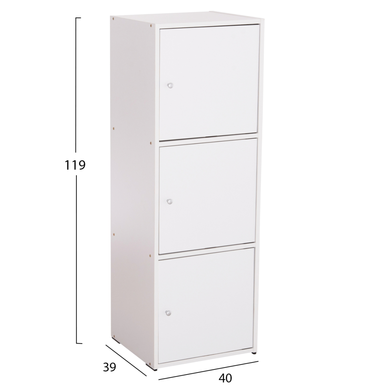 CABINET WITH 3 STORAGE SPACES SORIANO HM9939.01 WHITE MELAMINE 40x39x119Hcm. [2]