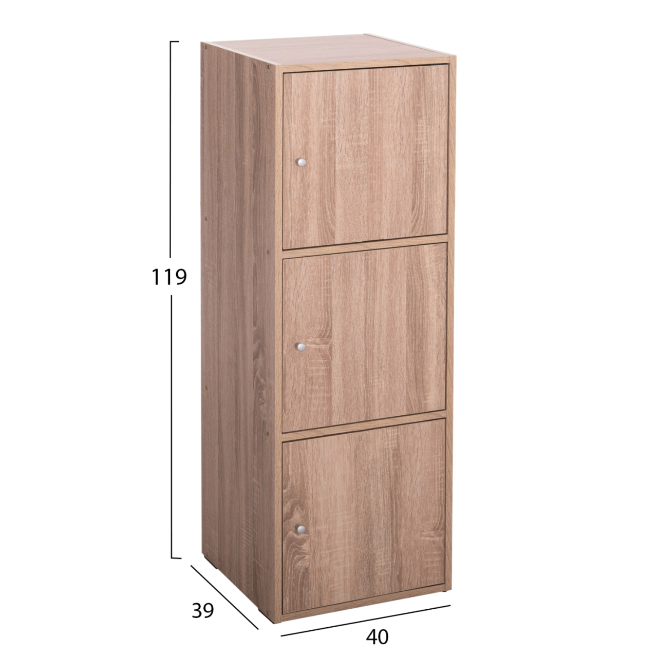 CABINET WITH 3 STORAGE SPACES SORIANO HM9939.11 SONAMA OAK MELAMINE 40x39x119Hcm. [2]