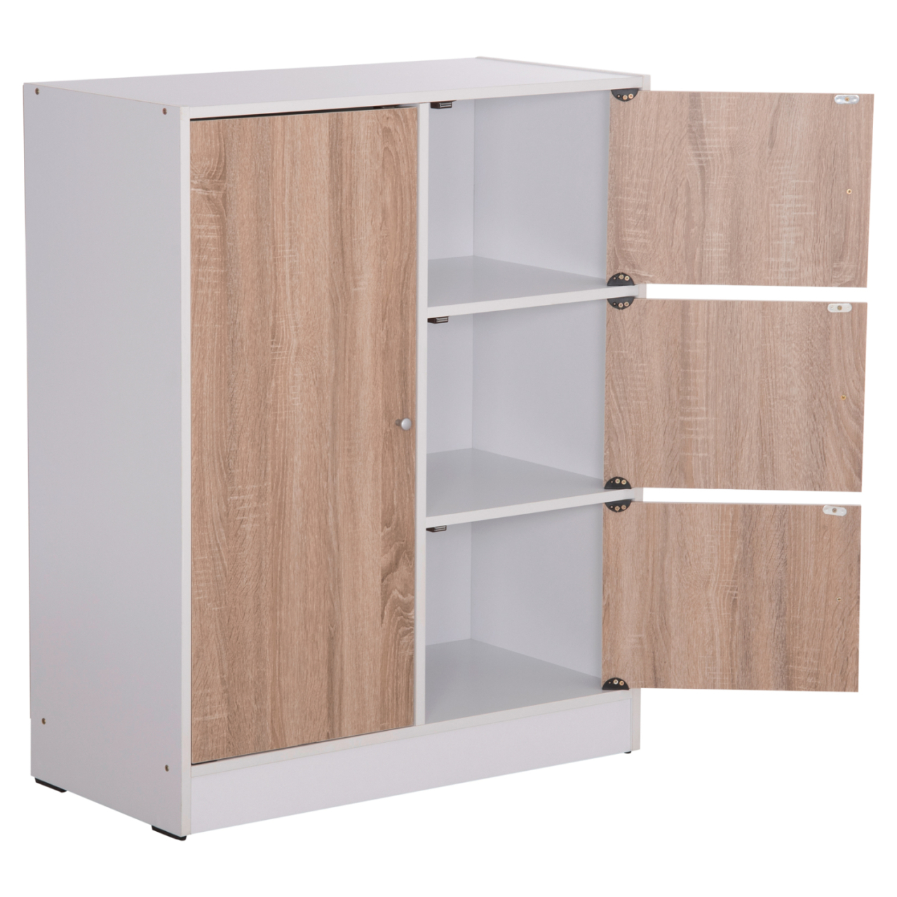 CABINET WITH 4 STORAGE SPACES MATIN HM2479.01 SONAMA OAK-WHITE MELAMINE 80x39,5x99,5Hcm. [6]