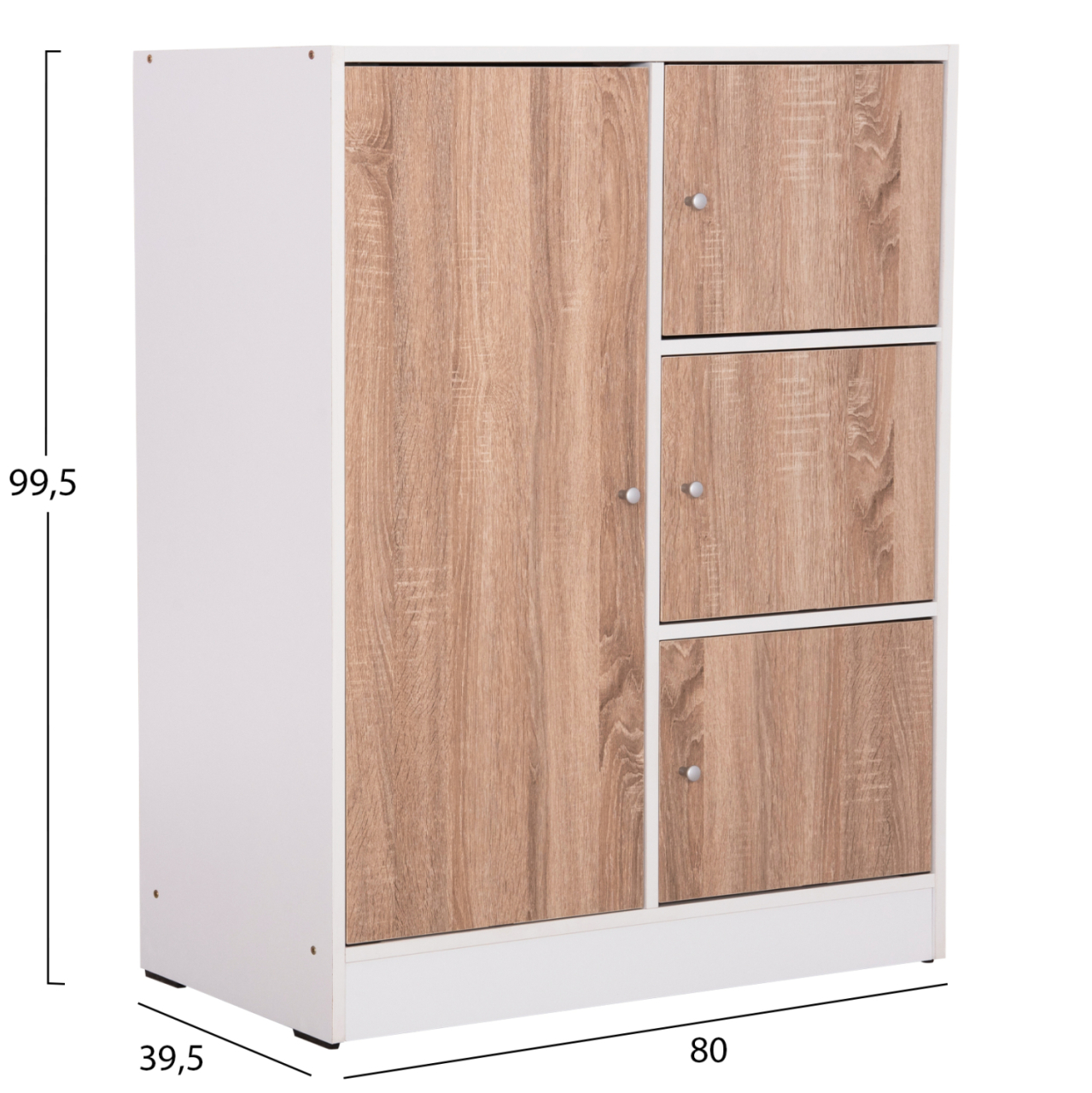 CABINET WITH 4 STORAGE SPACES MATIN HM2479.01 SONAMA OAK-WHITE MELAMINE 80x39,5x99,5Hcm. [2]