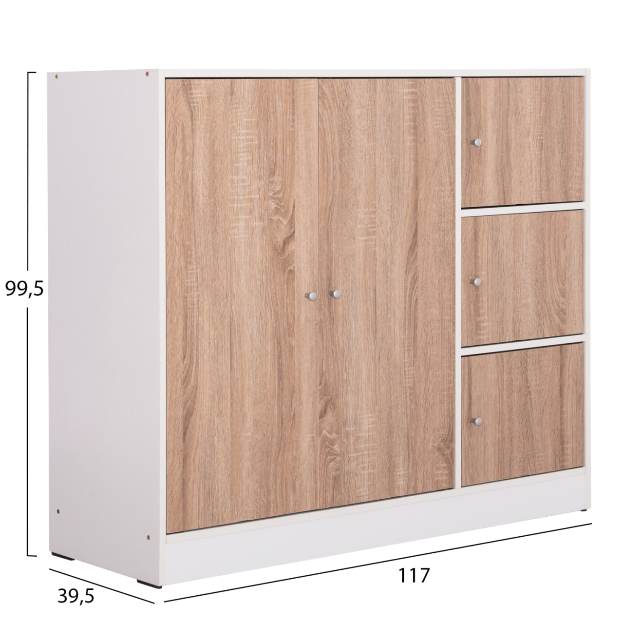 CABINET WITH 4 STORAGE SPACES MATIN HM2480.01 SONAMA OAK-WHITE MELAMINE 117x39,5x99,5Hcm. [2]