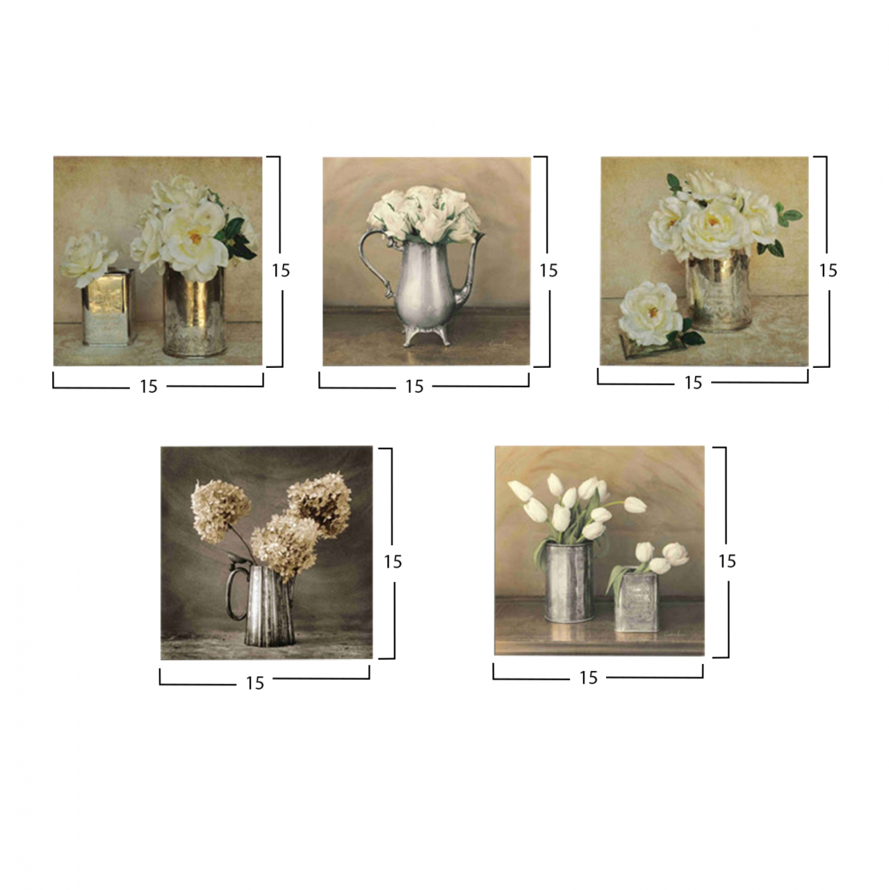 CANVAS FIVE PIECES MDF ROMANTIC FLOWERS HM7205.02 75X0,3X15 cm [2]