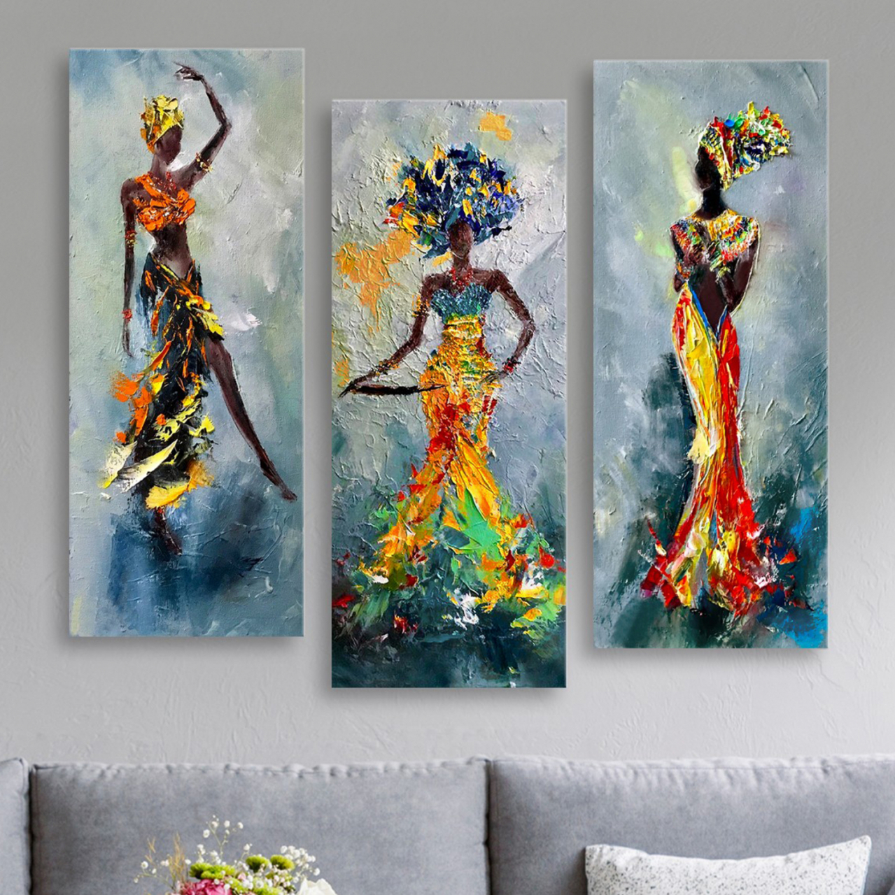 CANVAS MDF AFRICAN GIRL IN COLORFUL DRESS HM7204.02 60X0,3X50 cm. [3]