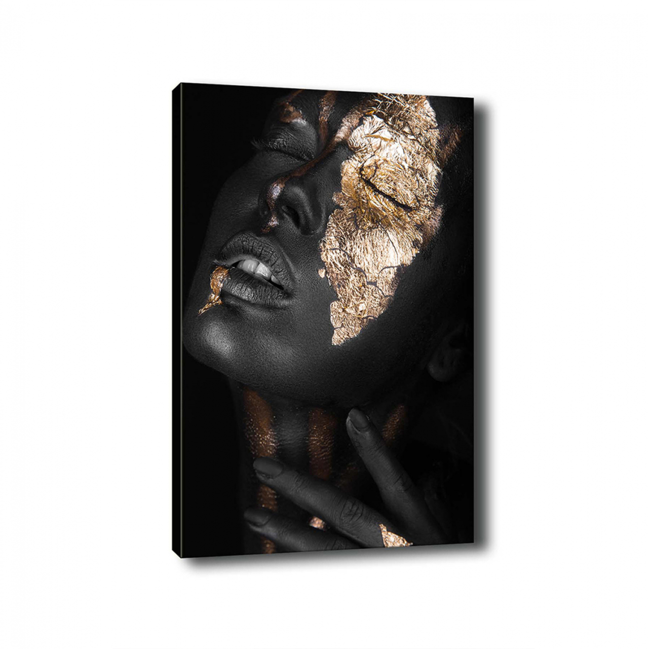 CANVAS PAINTING DARK SKINNED GIRL WITH GOLD MAKEUP HM7196.01 50X3X70 cm. [3]