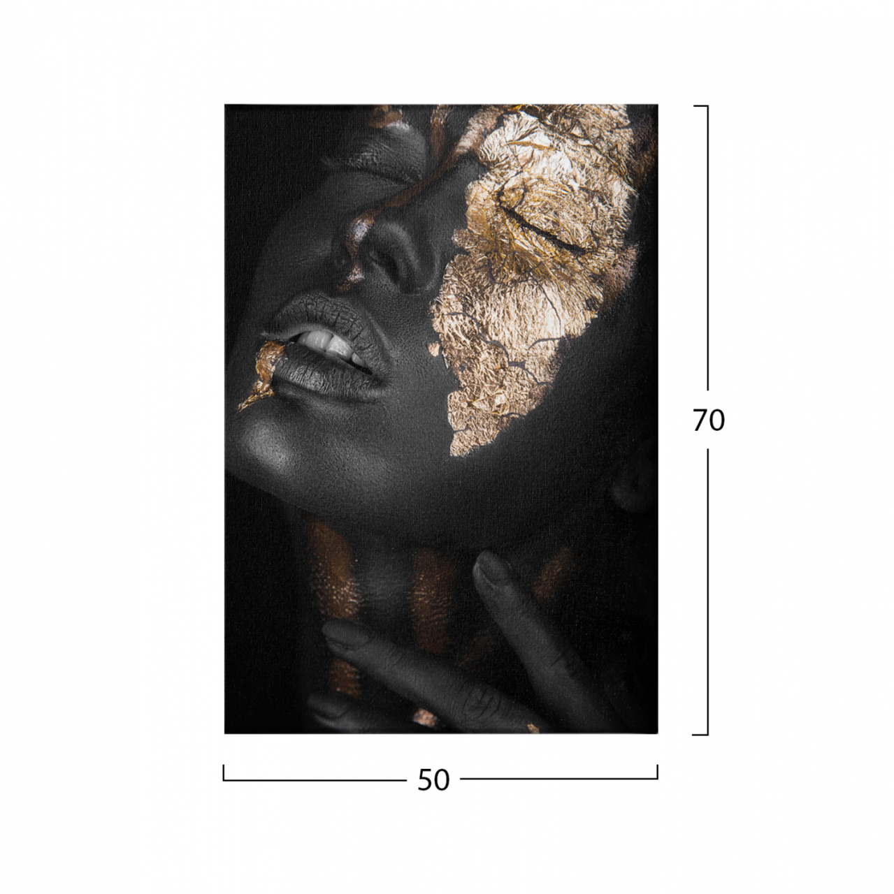 CANVAS PAINTING DARK SKINNED GIRL WITH GOLD MAKEUP HM7196.01 50X3X70 cm. [2]