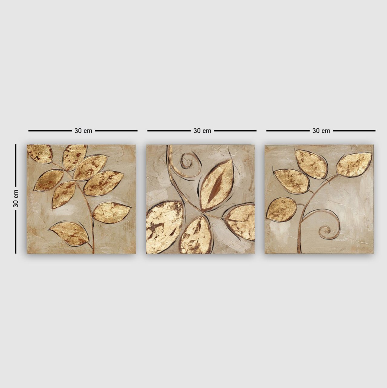 CANVAS PAINTING TRIPTYCH GOLDEN LEAVES HM7327 90Χ3Χ30cm. [3]