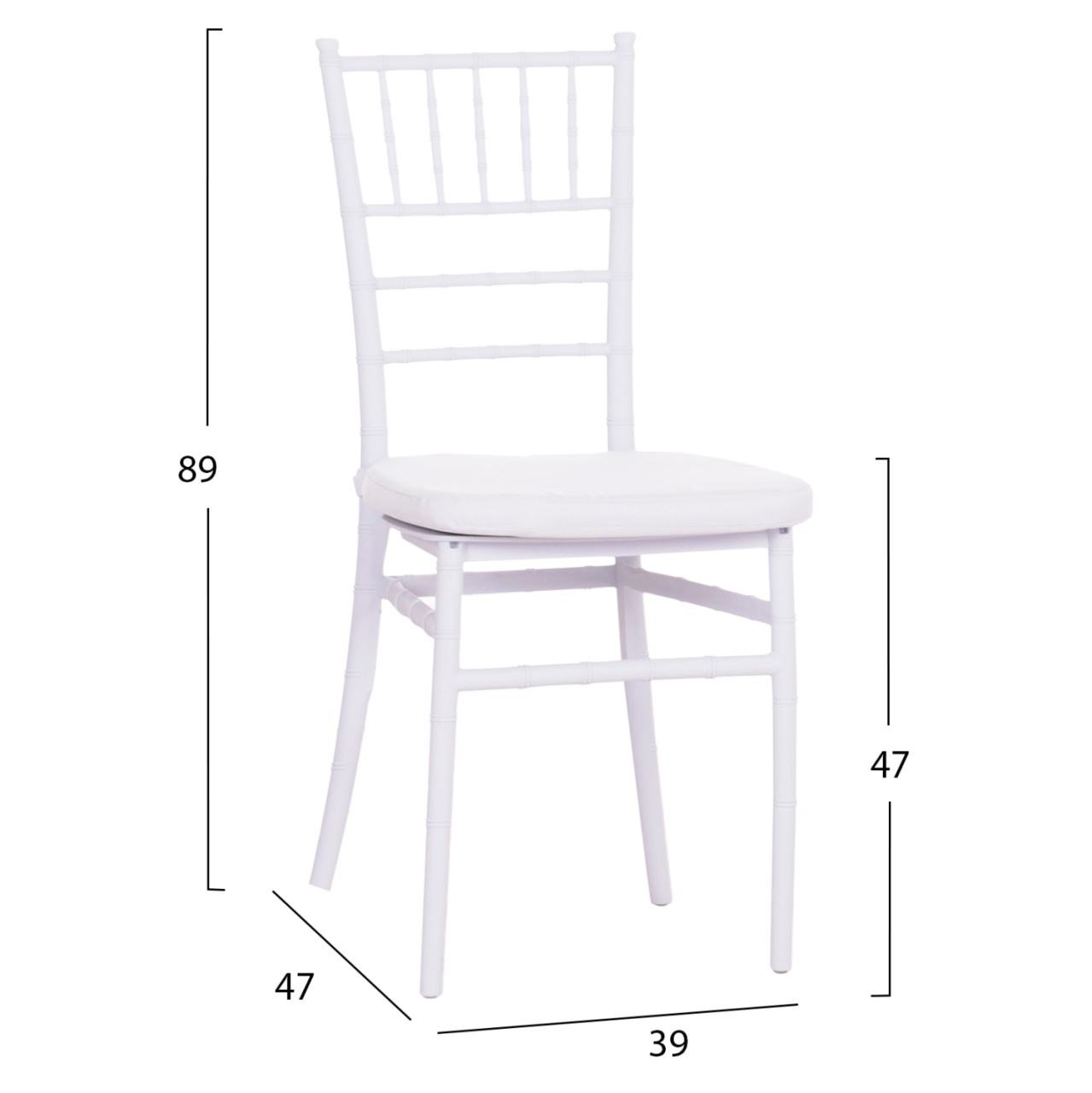 CATERING CHAIR TIFFANY WITH CUSHION HM21104 WHITE POLYPROPYLENE 39x47x89Hcm. [2]