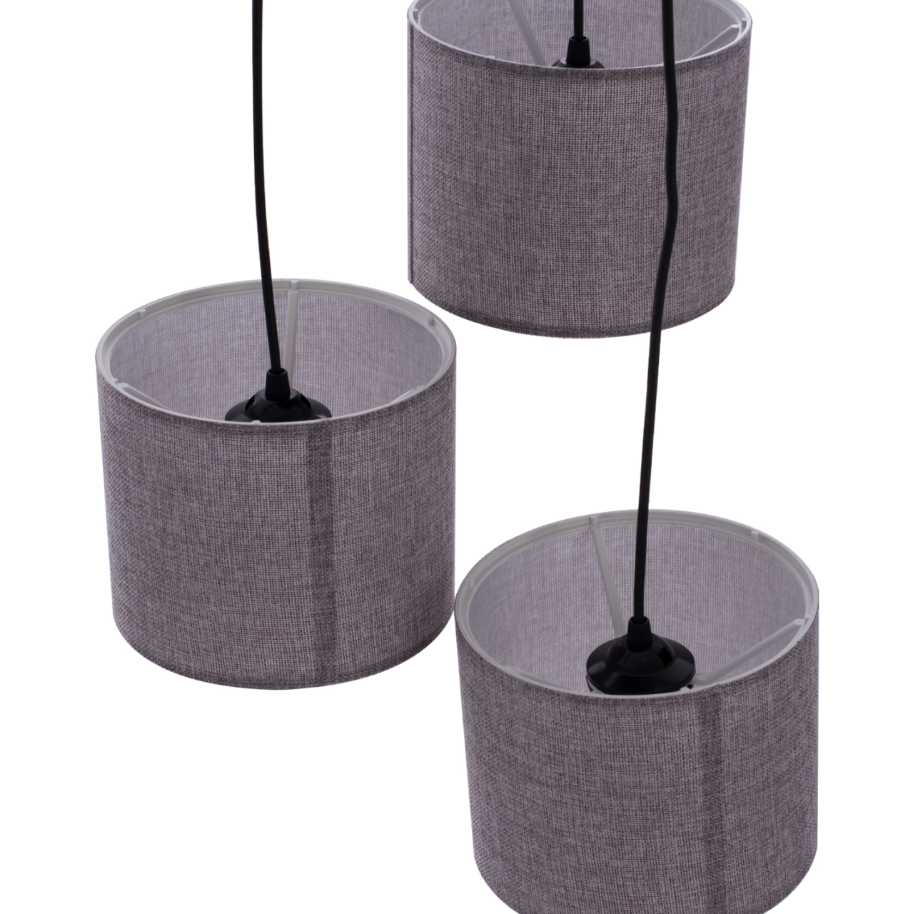 CEILING LAMP HM7622.13 BLACK BASE, 3-PIECE LIGHT GREY DRUM SHADES ASYMMETRICAL [3]