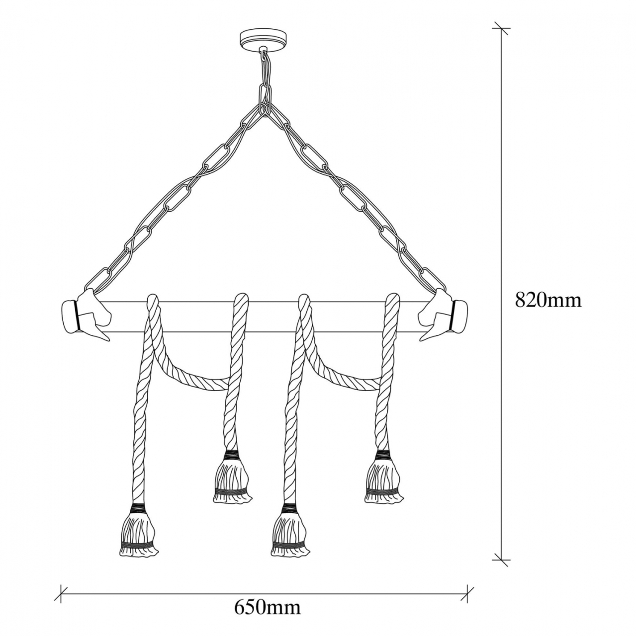 CEILING LIGHT WOODEN WITH ROPE HM7321 65x8x82 cm. [3]