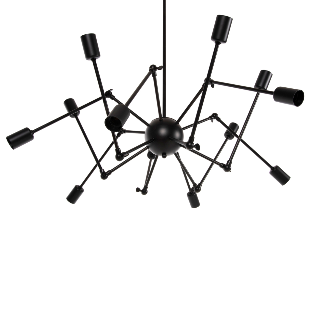 CEILING PENDANT 12-LIGHT HM4167 BLACK METAL ARTICULATED ARMS Φ92x120Hcm. [5]