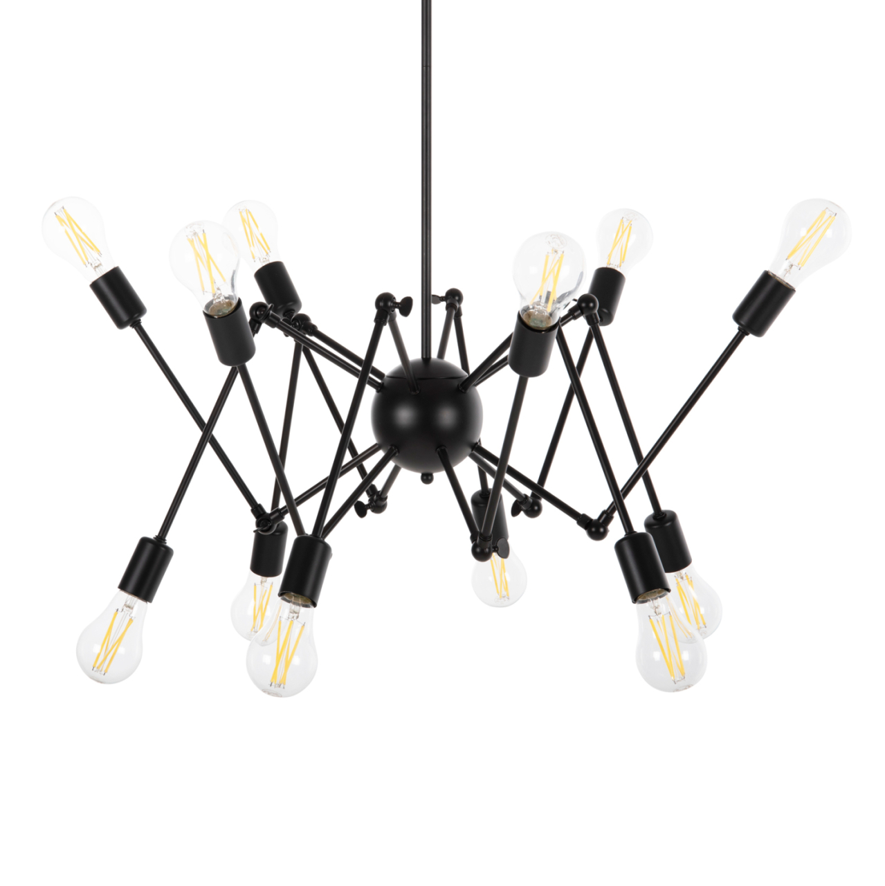 CEILING PENDANT 12-LIGHT HM4167 BLACK METAL ARTICULATED ARMS Φ92x120Hcm. [4]