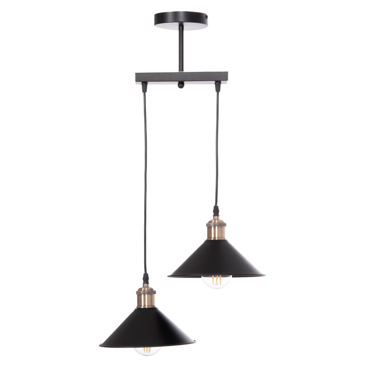 CEILING PENDANT 2-LIGHT BELL HM7531.11 BLACK METAL-BRONZE SOCKET Φ21,5x135Hcm. [3]